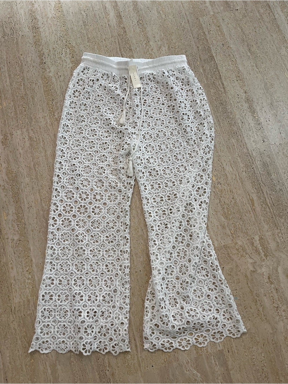 NWT White Crochet Lace Beach Coverup pants
